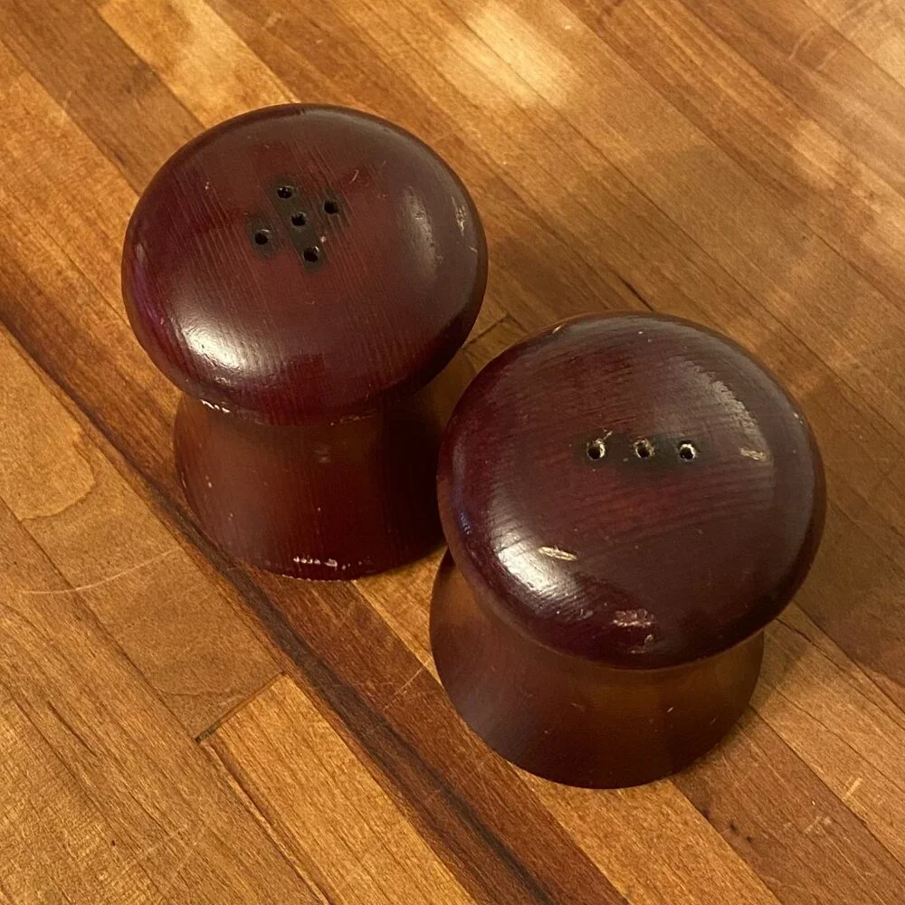 Vintage Wooden Salt and Pepper Shaker Set